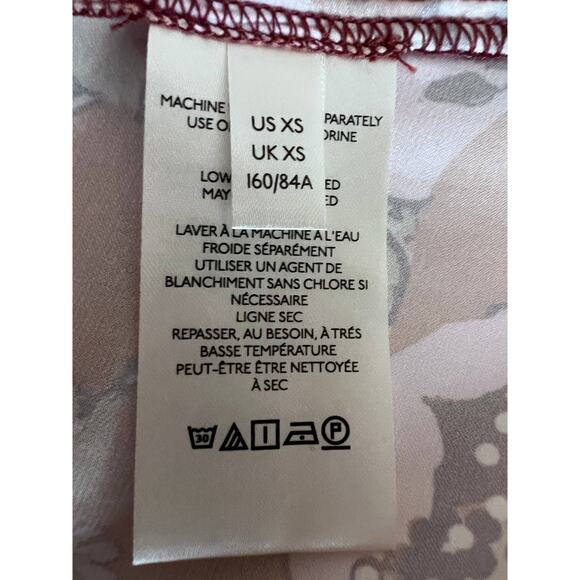 Free People Top Womens XS Satin Warm Tone Floral Print U-Neck Collared Blouse - Picture 11 of 13